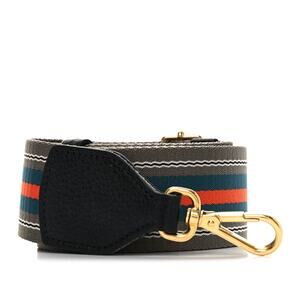 PRADA Vitello Daino Striped Fabric Shoulder Strap